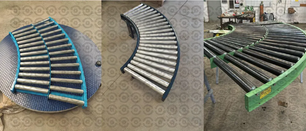 Curvas de transportador de gravedad con rodillos cónicos fabricadas en Monterrey