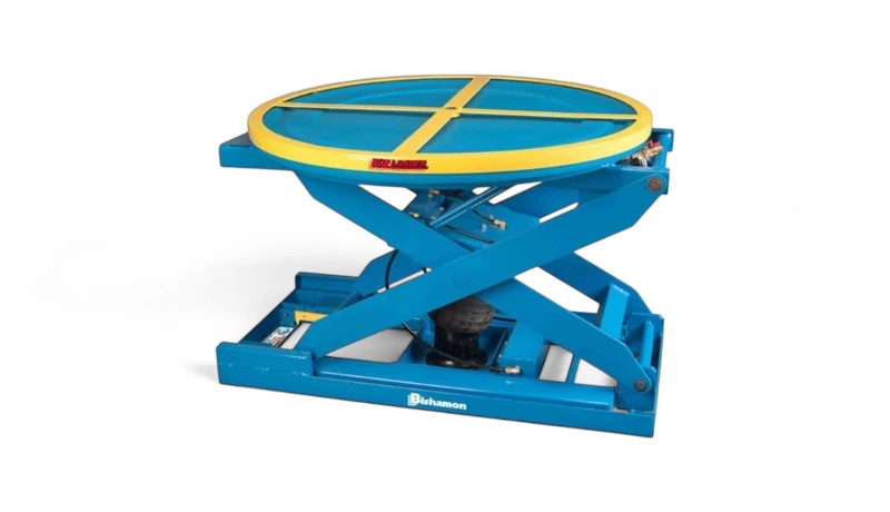Mesa elevadora giratoria con rotación 360 grados para ergonomía de ensamble y empaque — ConveyorsMX Store México